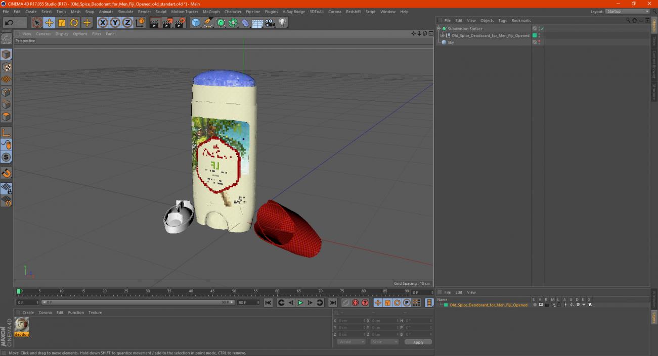 Old Spice Deodorant for Men Fiji Opened 3D model