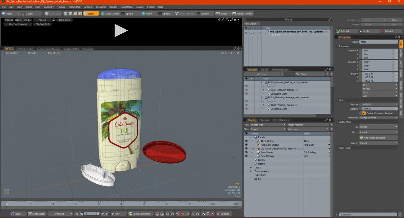 Old Spice Deodorant for Men Fiji Opened 3D model