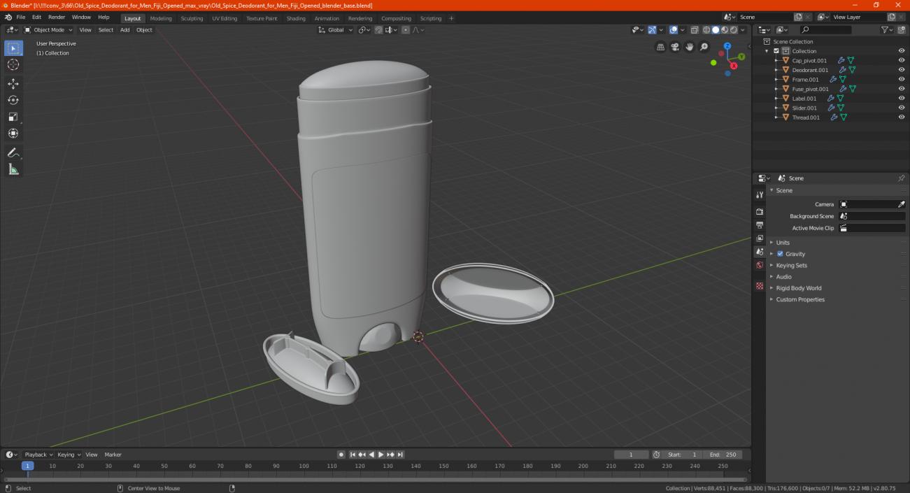 Old Spice Deodorant for Men Fiji Opened 3D model