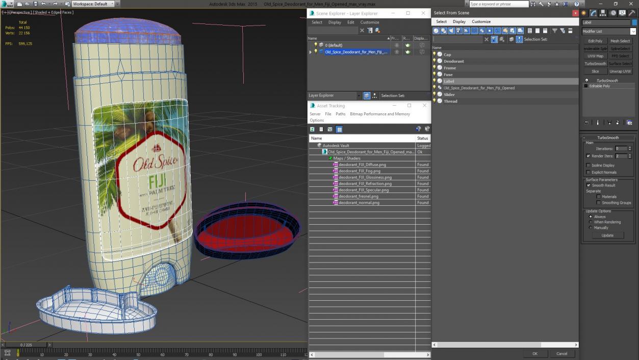 Old Spice Deodorant for Men Fiji Opened 3D model