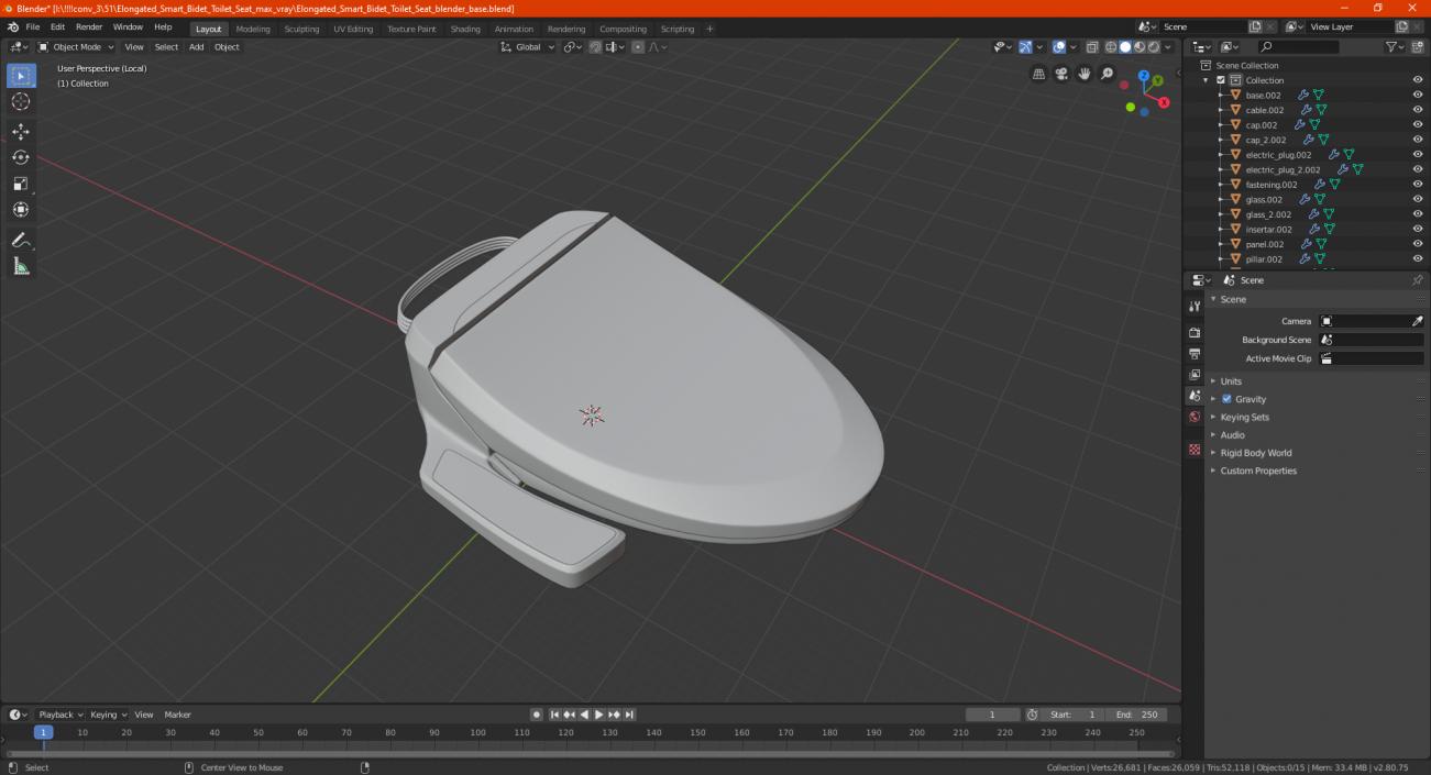 3D Elongated Smart Bidet Toilet Seat model