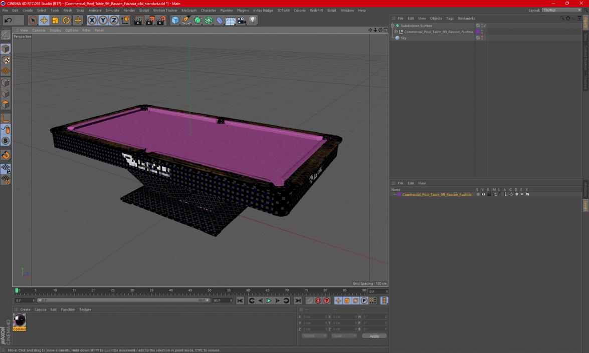 3D model Commercial Pool Table 9ft Rasson Fuchsia
