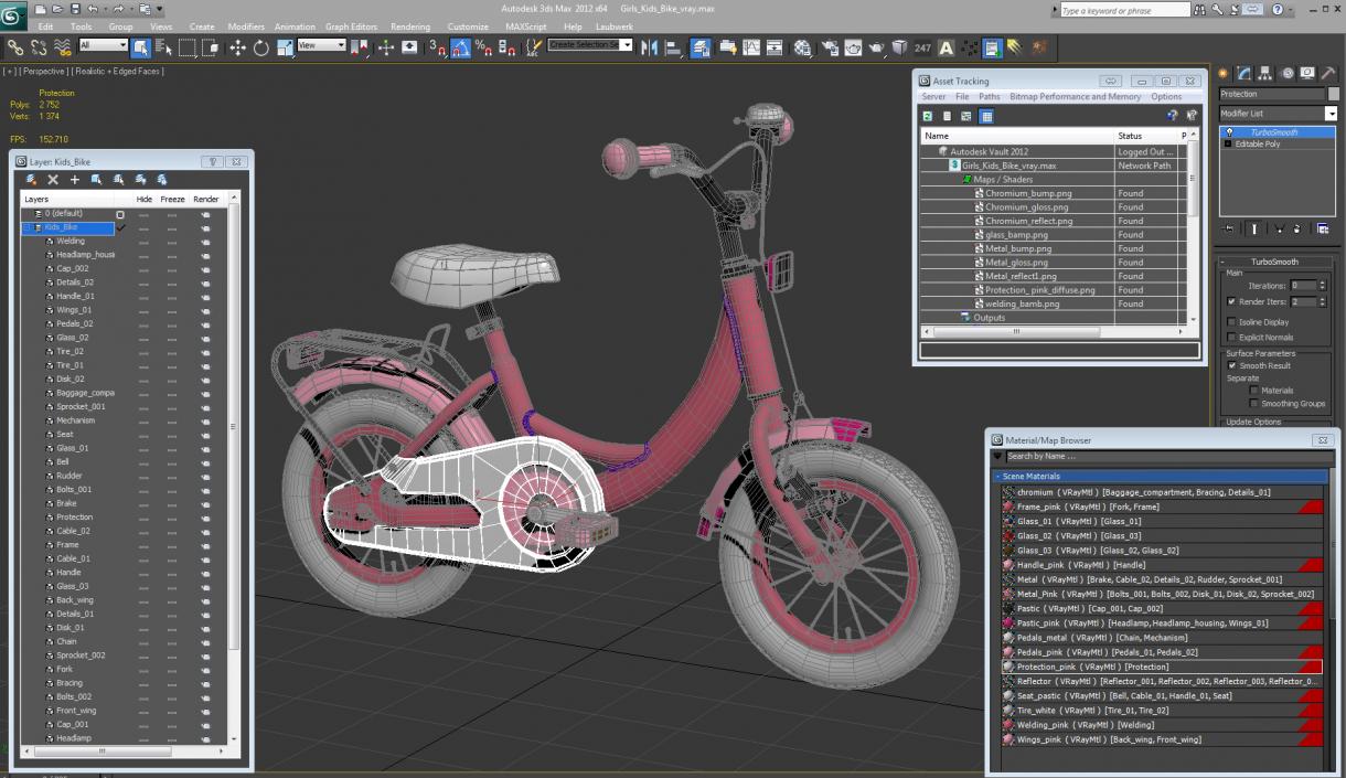 3D model Girls Kids Bike