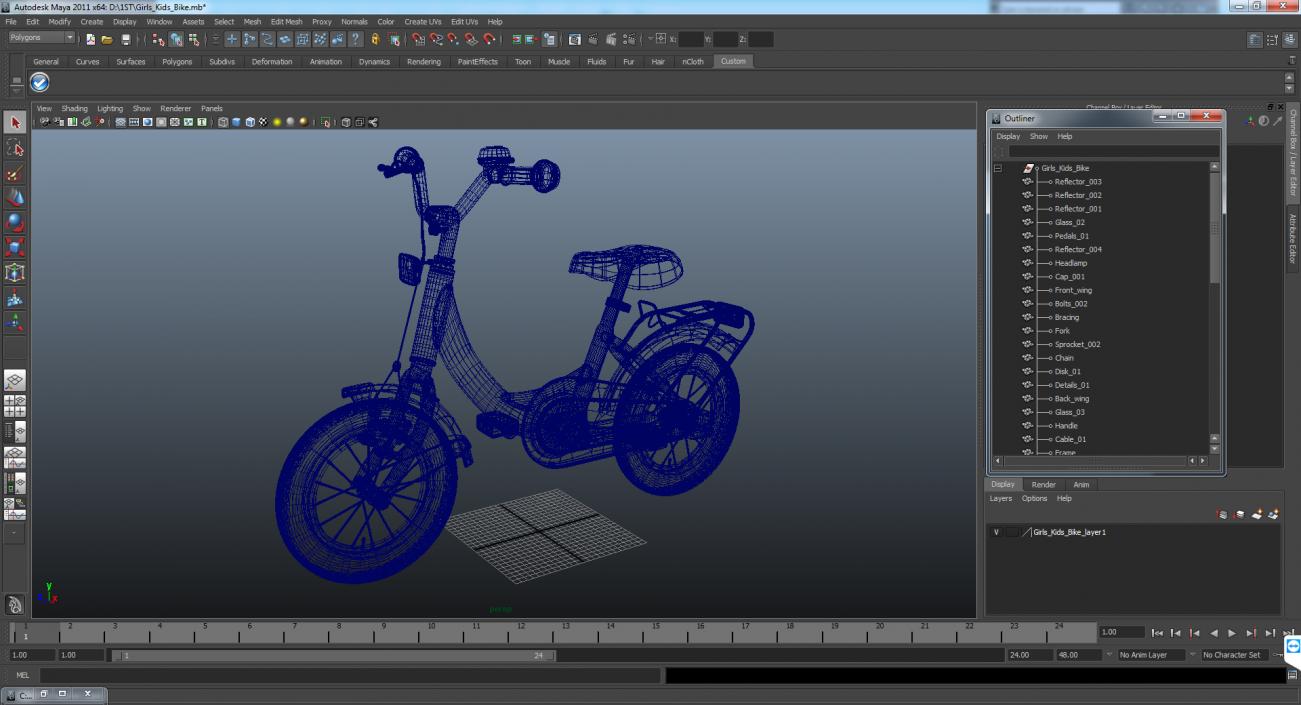 3D model Girls Kids Bike