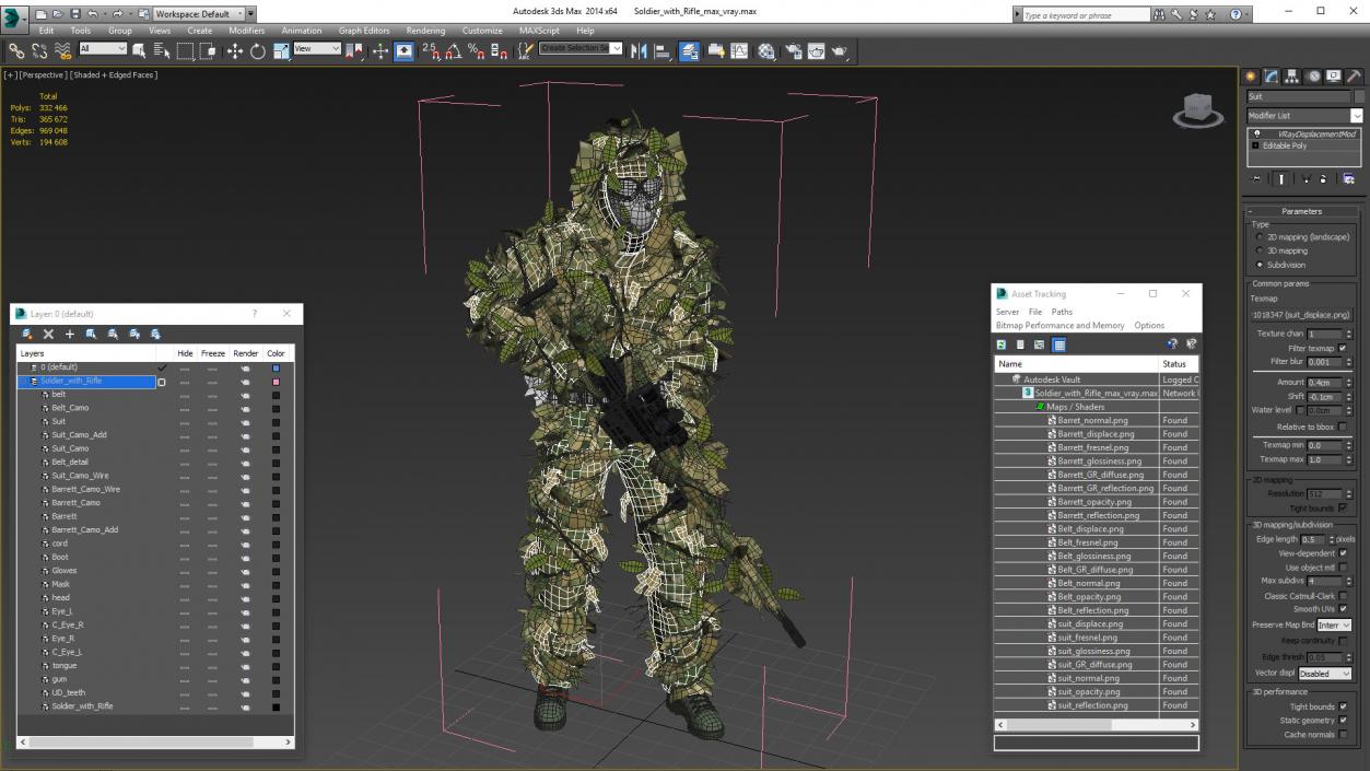 3D Soldier with Rifle model