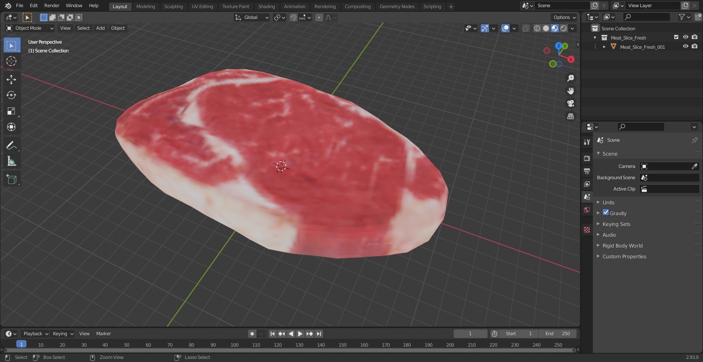 3D Meat Slice Fresh