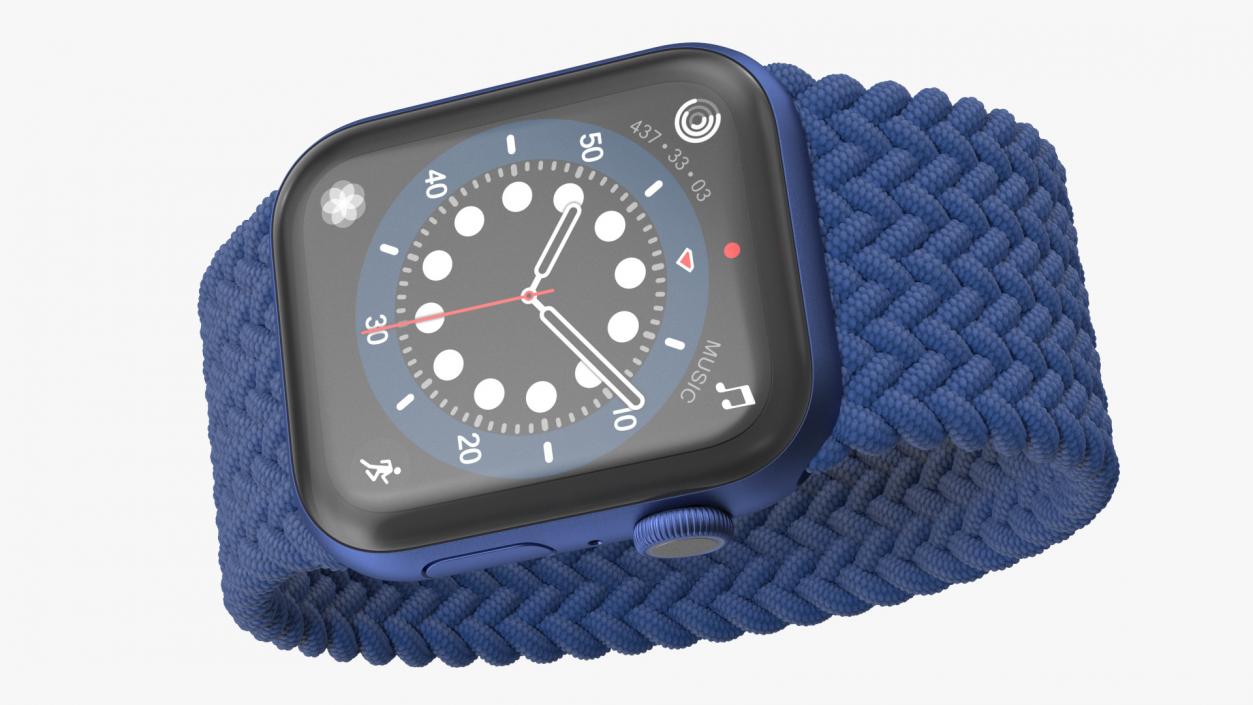 3D Apple Watch Series 6 Blue Braided Band model