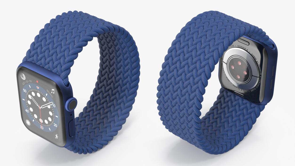 3D Apple Watch Series 6 Blue Braided Band model