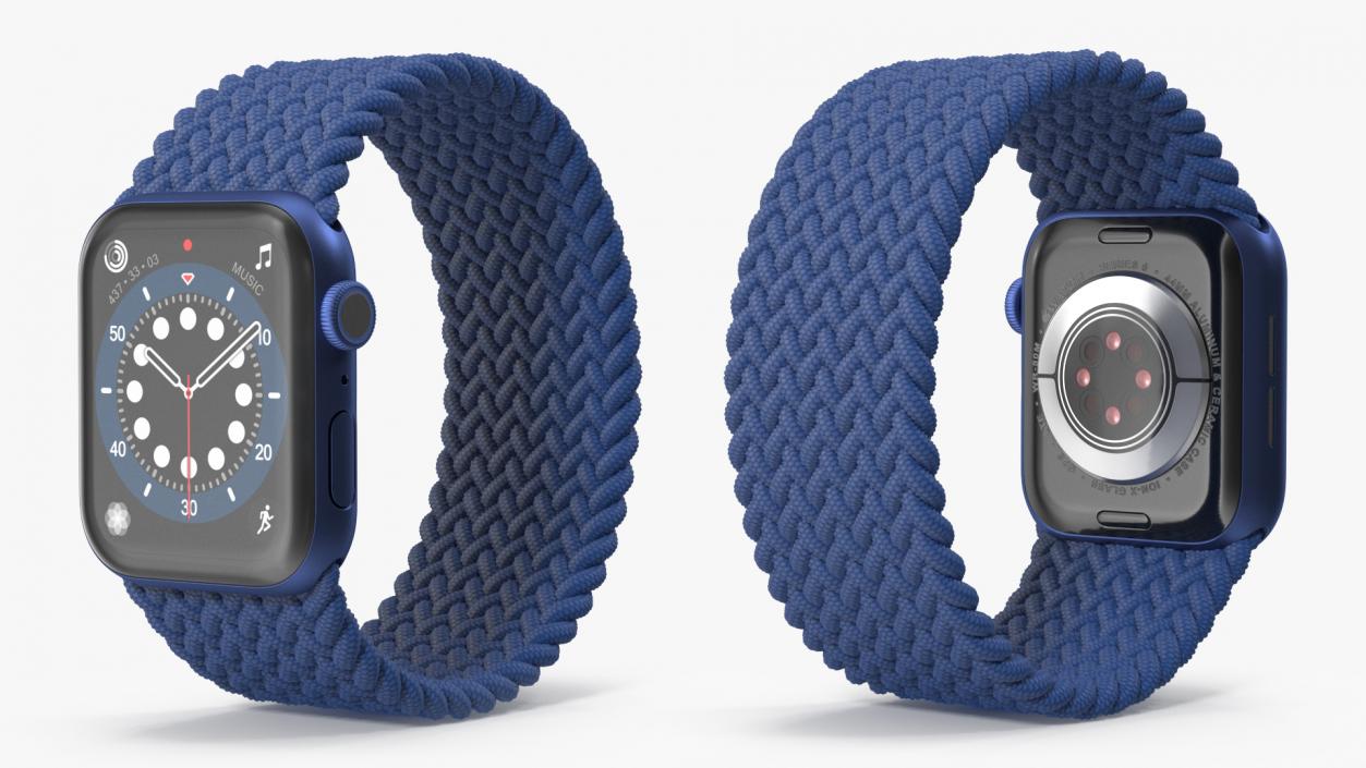 3D Apple Watch Series 6 Blue Braided Band model