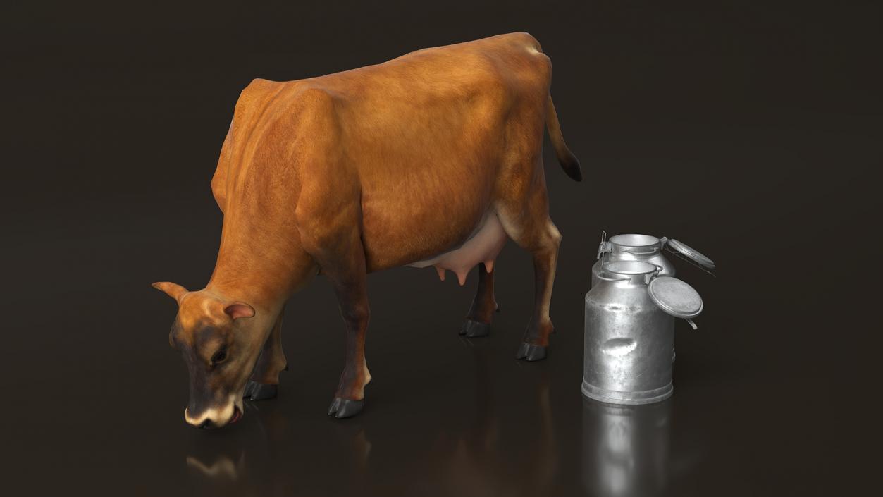 Mini Cow and Milk Bucket 3D model