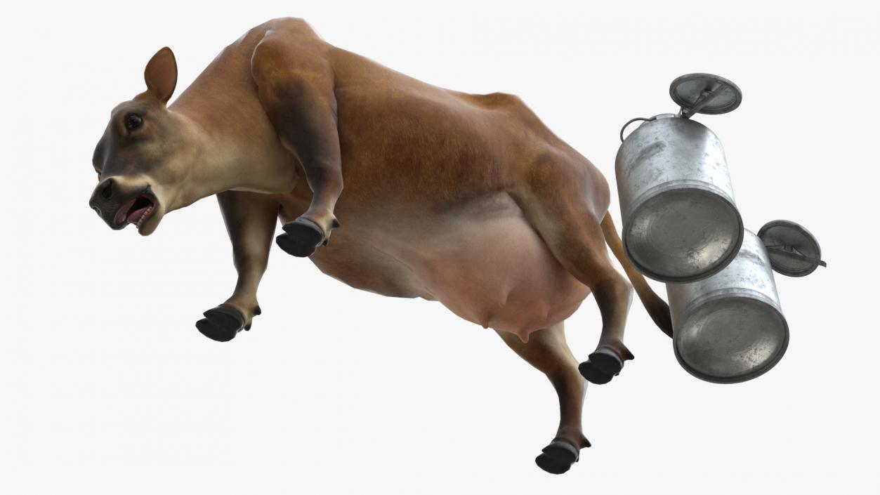 Mini Cow and Milk Bucket 3D model