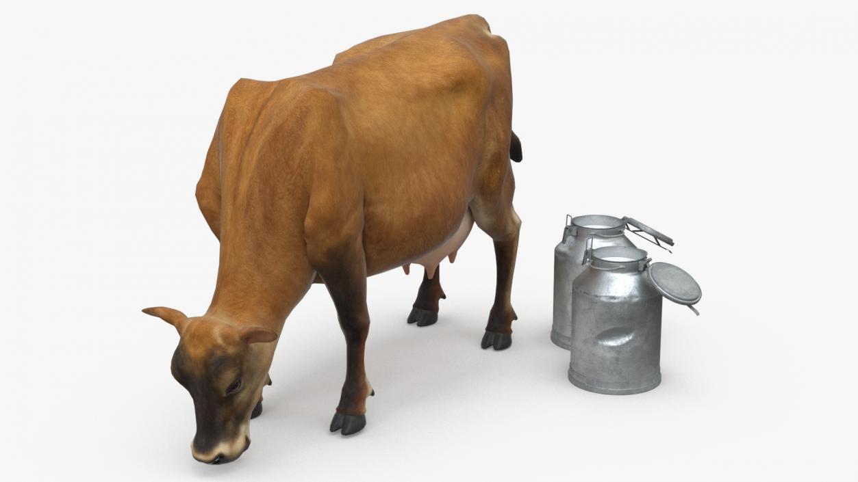 Mini Cow and Milk Bucket 3D model