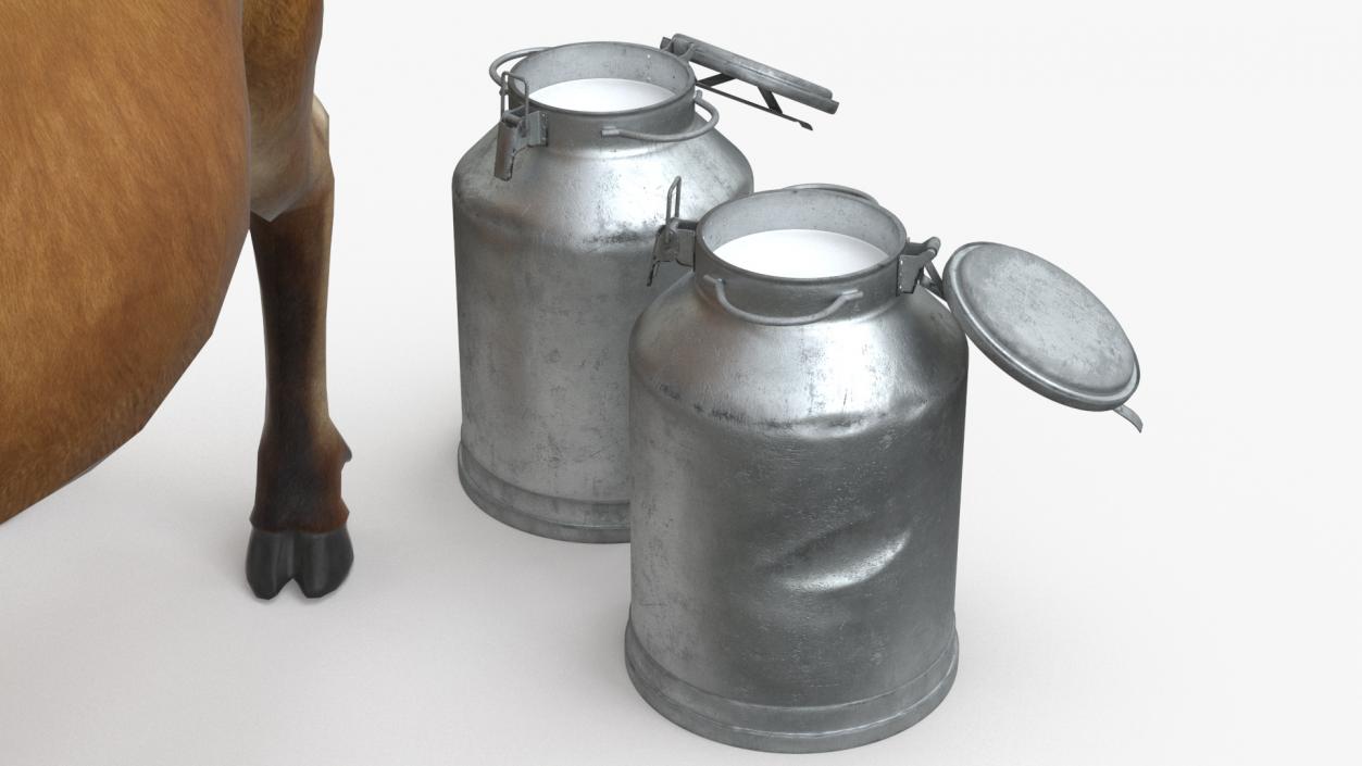 Mini Cow and Milk Bucket 3D model