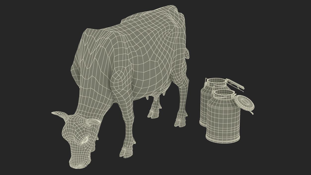 Mini Cow and Milk Bucket 3D model