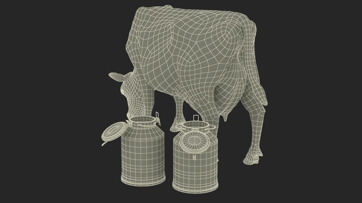 Mini Cow and Milk Bucket 3D model