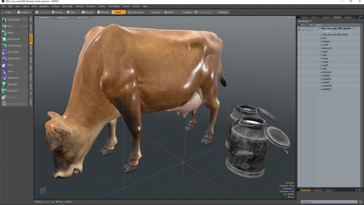 Mini Cow and Milk Bucket 3D model