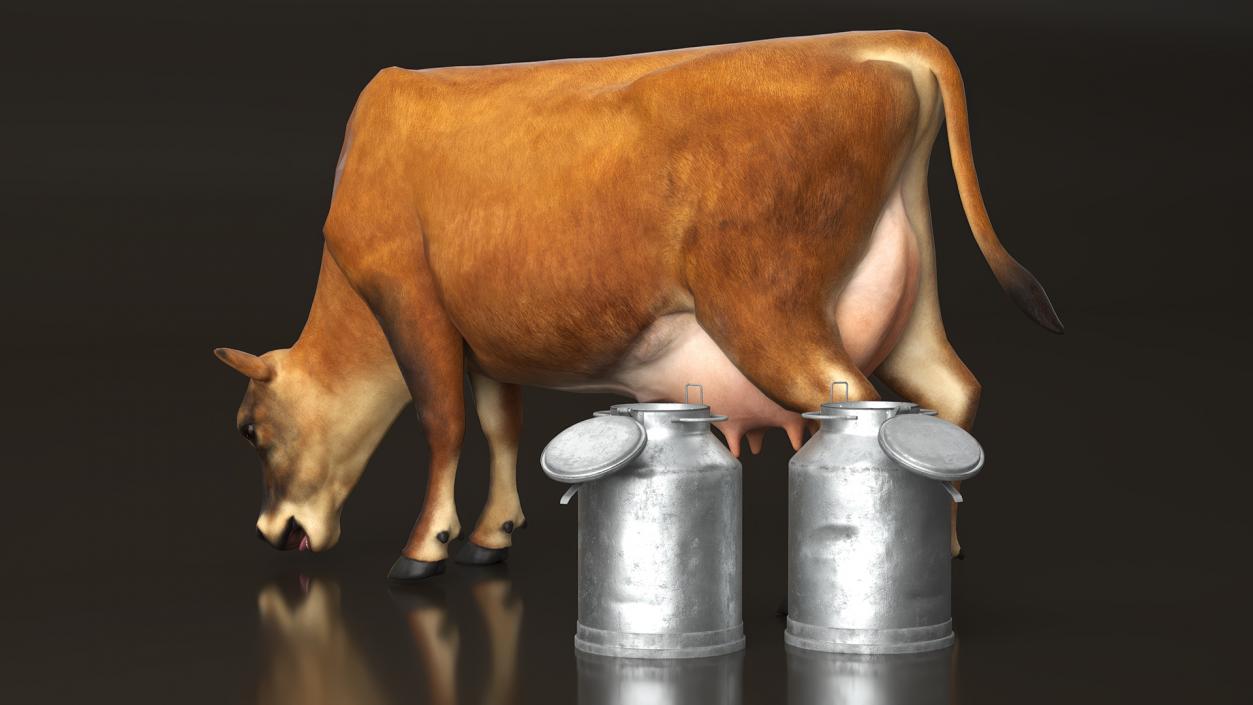 Mini Cow and Milk Bucket 3D model