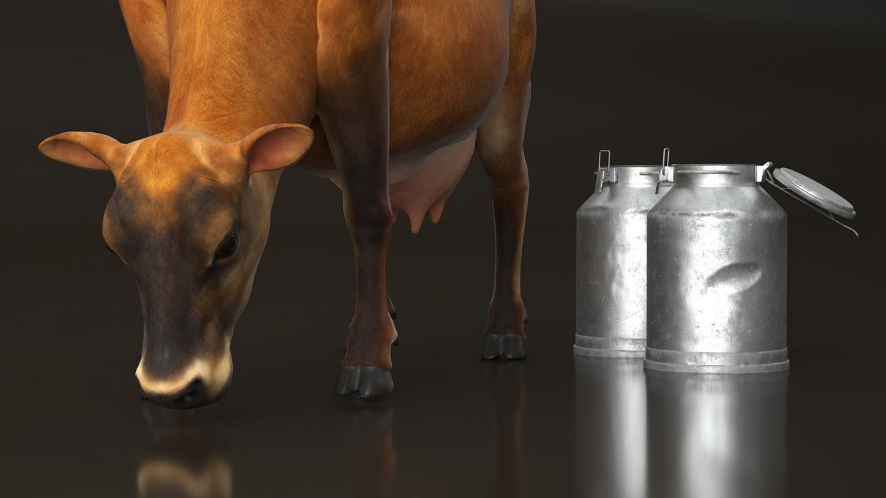 Mini Cow and Milk Bucket 3D model