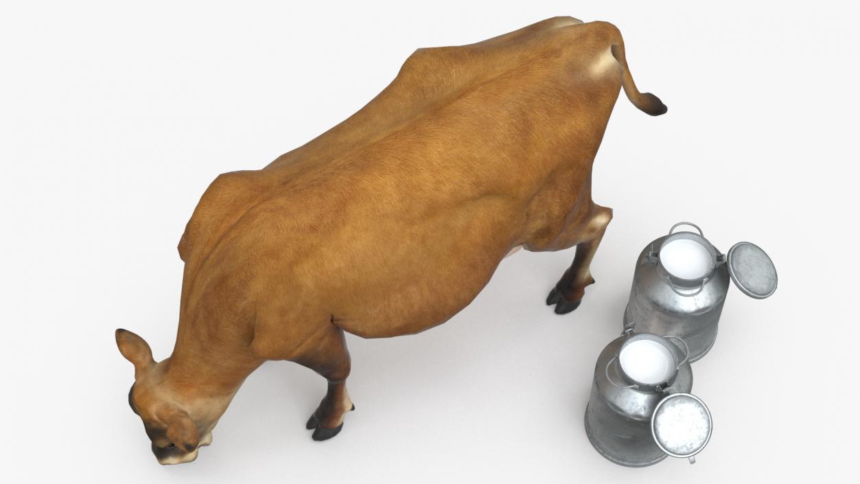 Mini Cow and Milk Bucket 3D model