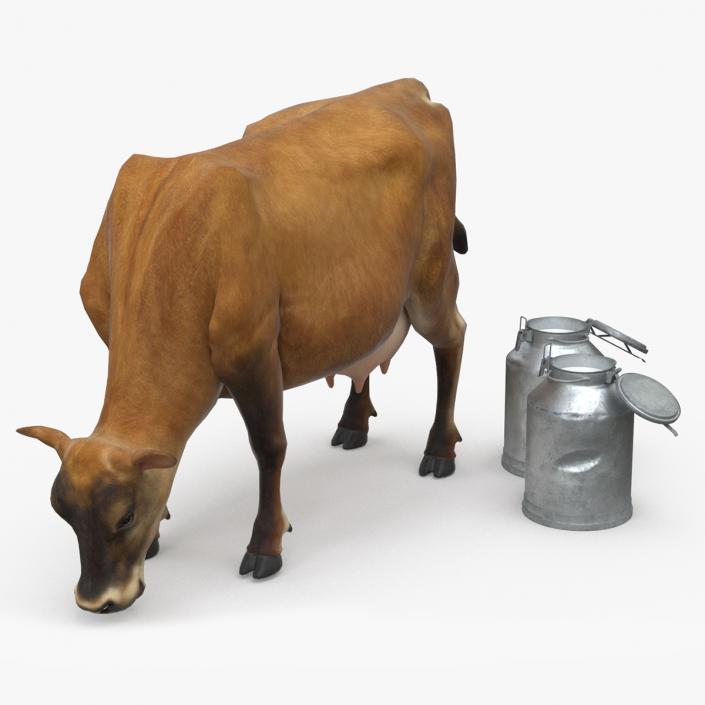 Mini Cow and Milk Bucket 3D model