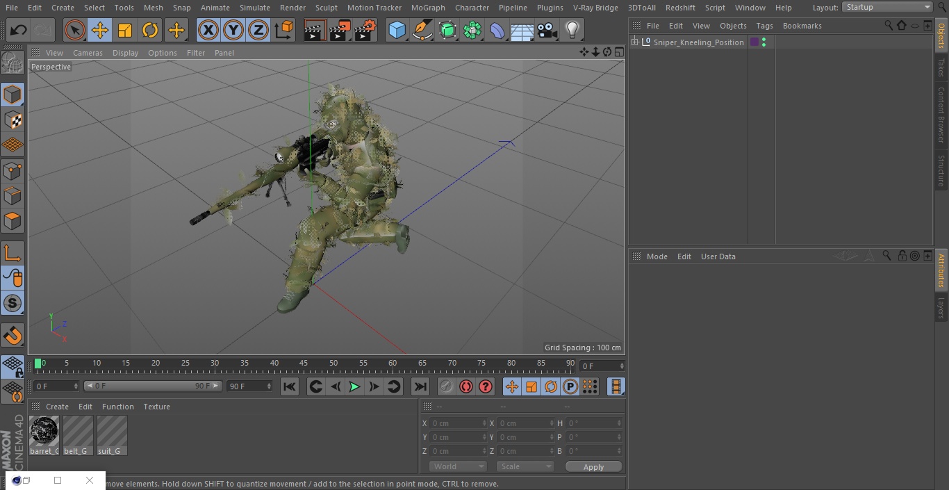 Sniper in Leaf Ghillie Suit T-pose 3D model