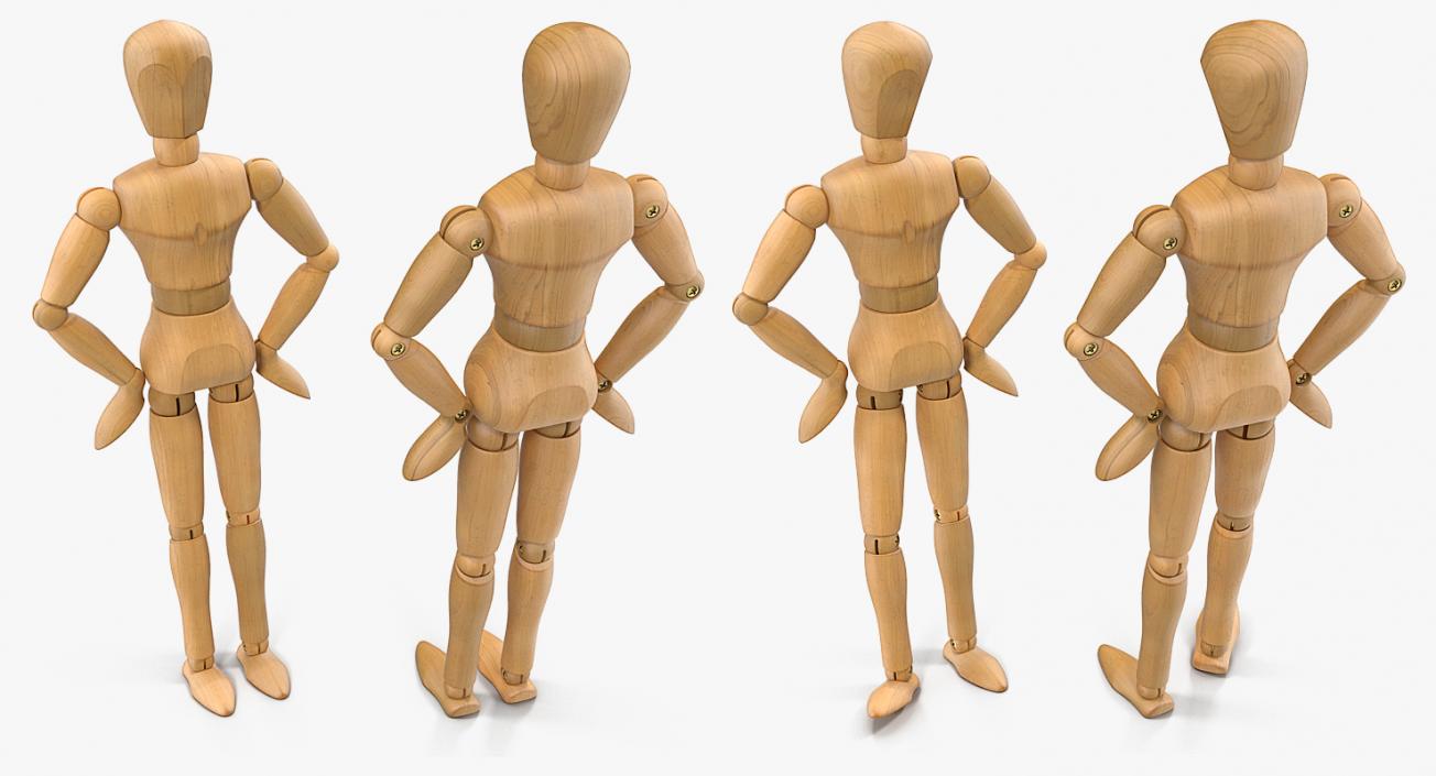 3D model Small Wooden Dummy Doll Rigged