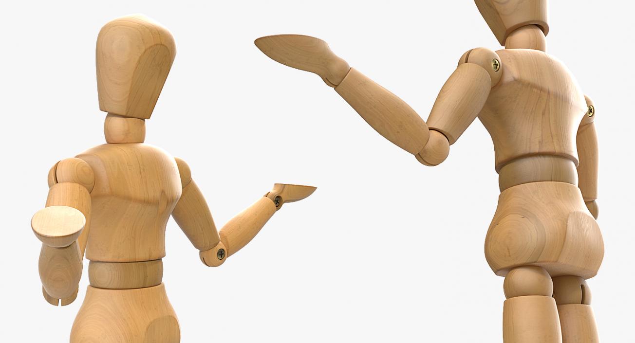 3D model Small Wooden Dummy Doll Rigged