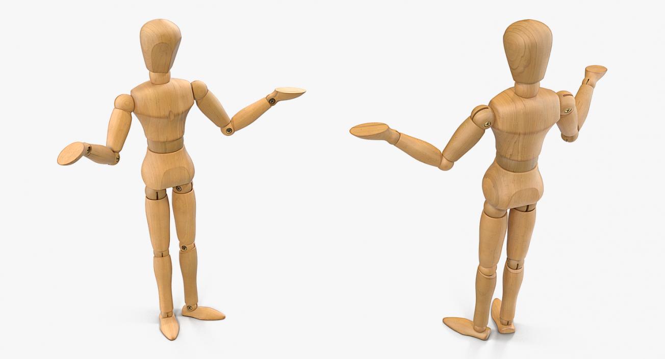 3D model Small Wooden Dummy Doll Rigged