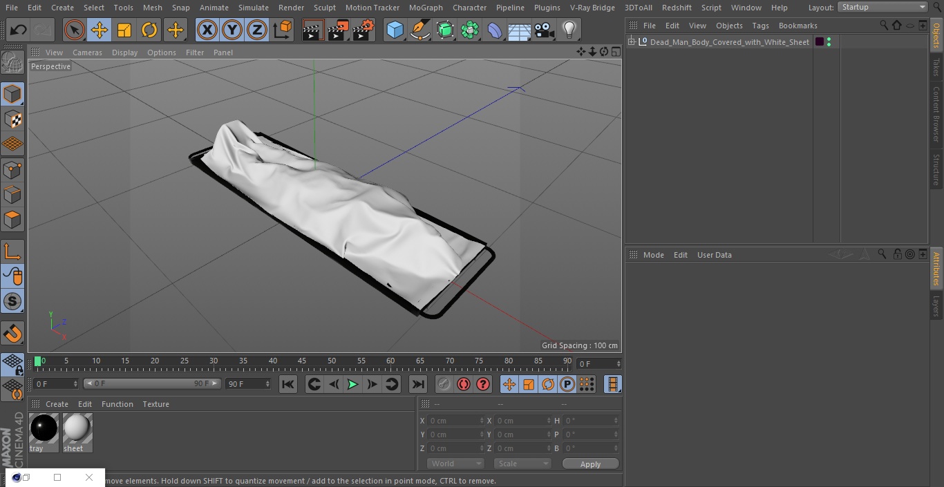 3D Dead Man Body Covered with White Sheet model