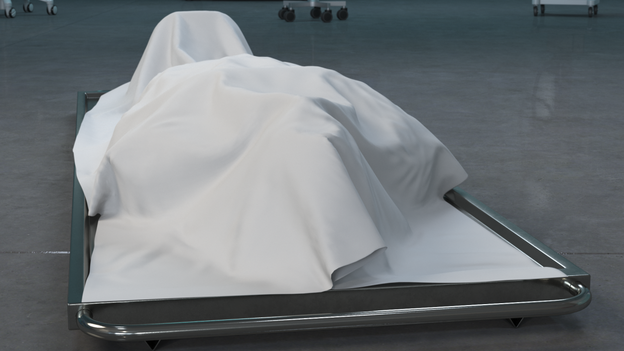 3D Dead Man Body Covered with White Sheet model