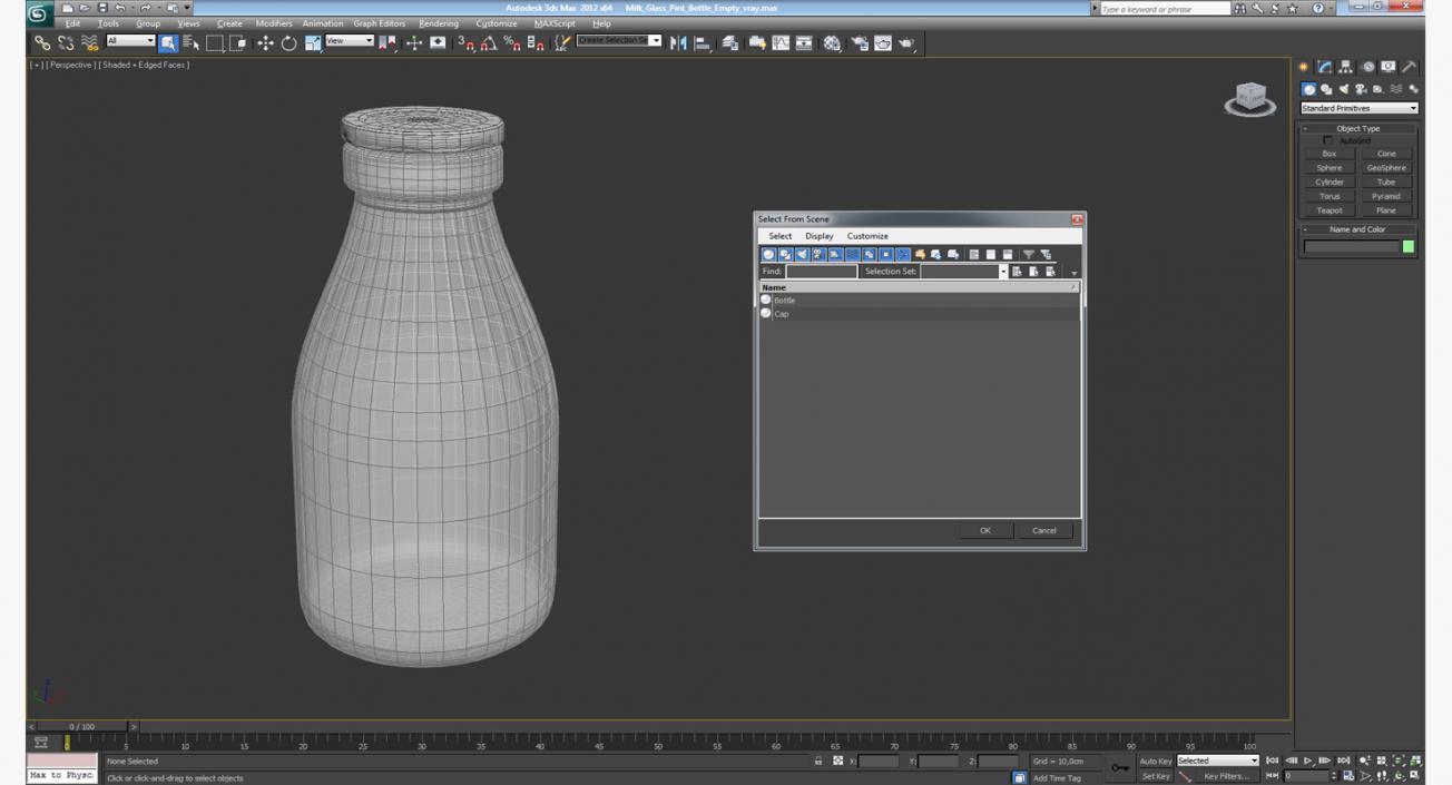 3D Milk Glass Pint Bottle Empty model