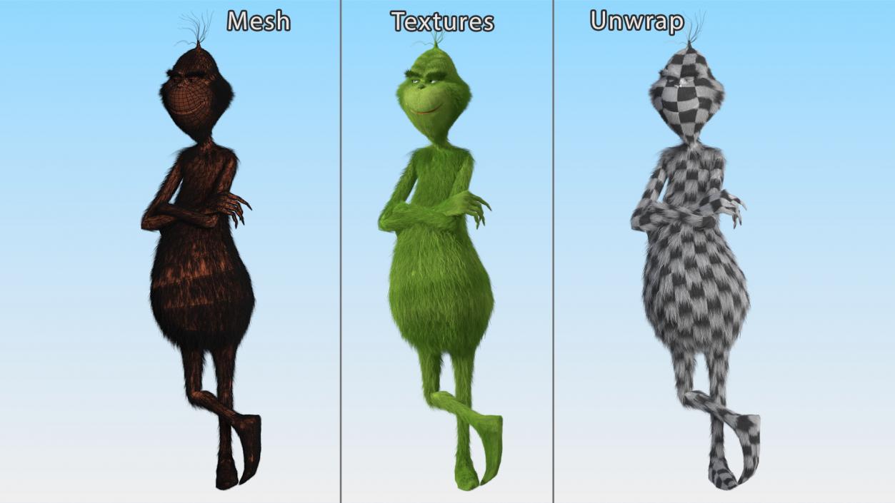 Cartoon Grinch Stole Christmas with Fur 3D model