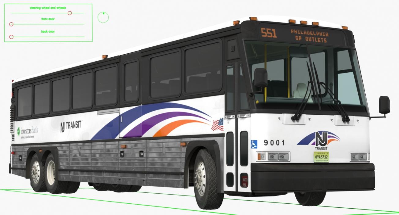 3D model Intercity Bus MCI D4500 Rigged