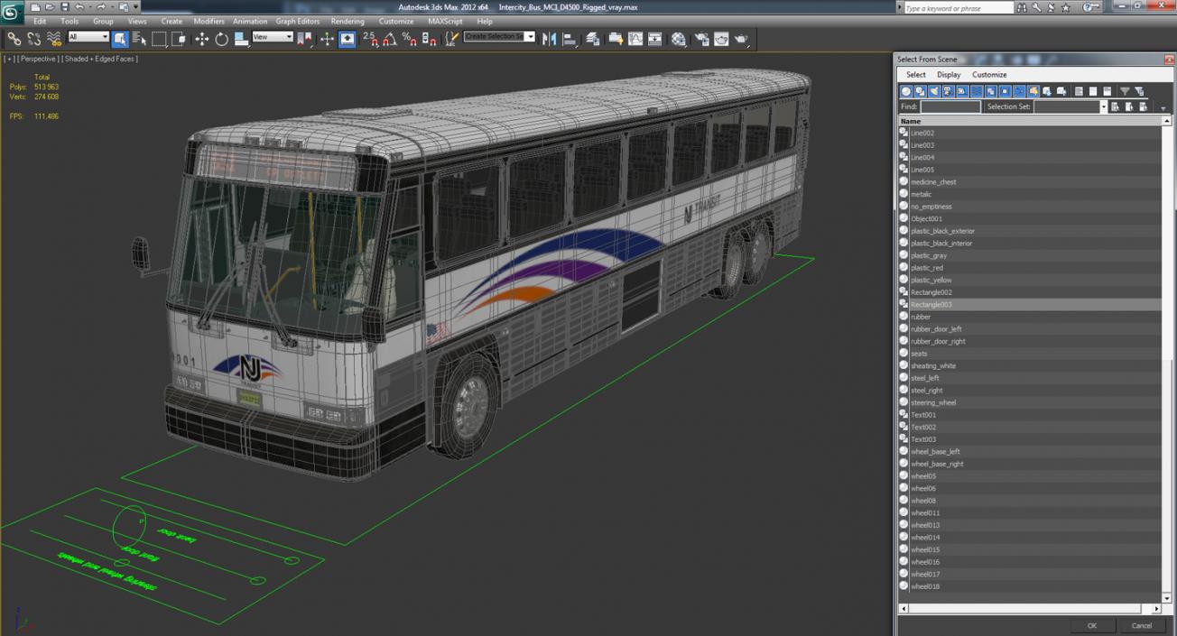 3D model Intercity Bus MCI D4500 Rigged