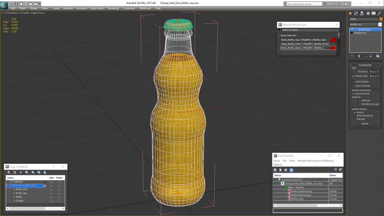 Orange Soda Glass Bottle 3D model