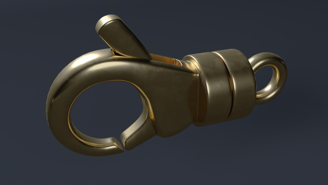 Lobster Claw Golden Bracelet Clasp 3D model