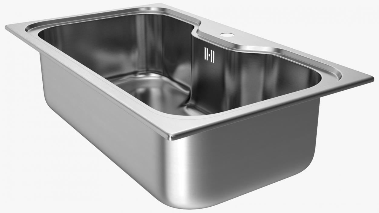 3D Wide Single Bowl Stainless Steel Inset Sink model