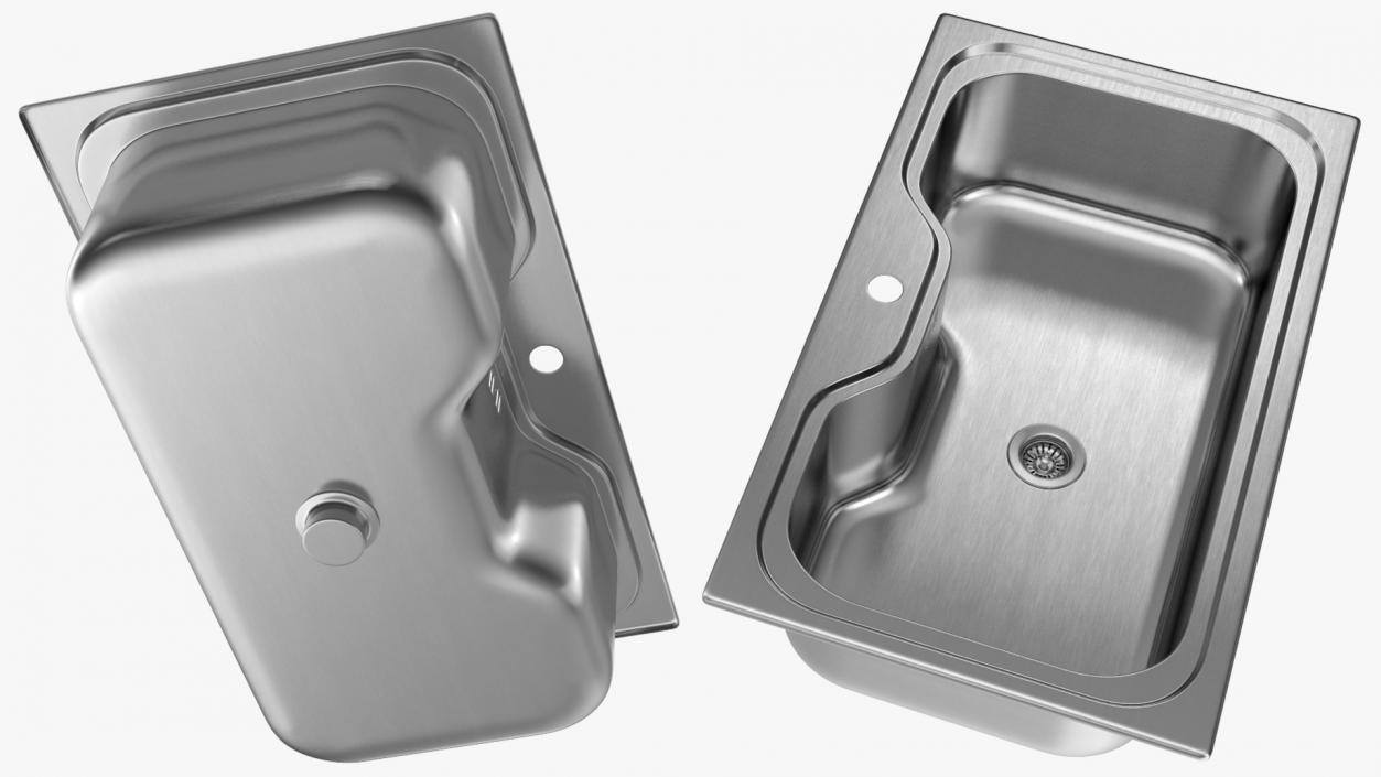 3D Wide Single Bowl Stainless Steel Inset Sink model