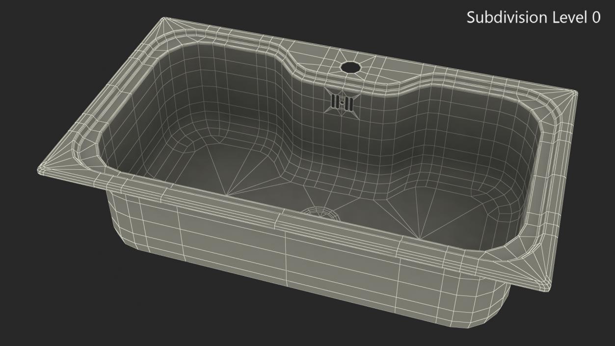 3D Wide Single Bowl Stainless Steel Inset Sink model