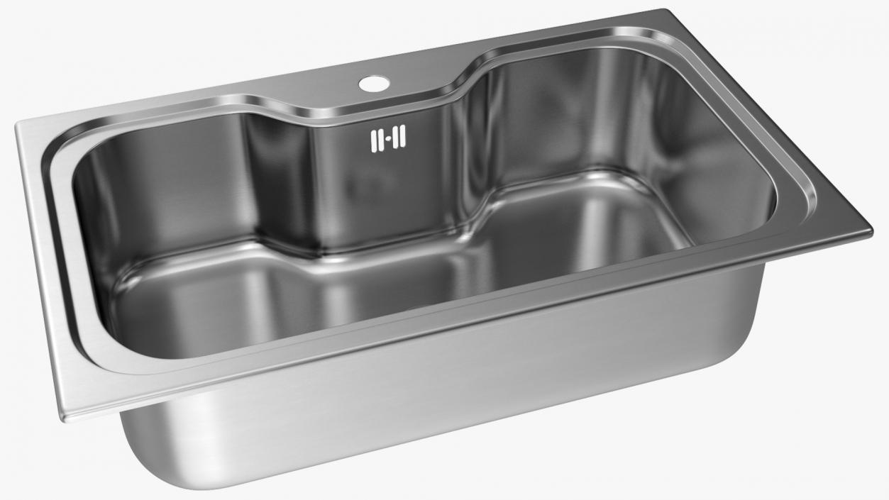 3D Wide Single Bowl Stainless Steel Inset Sink model