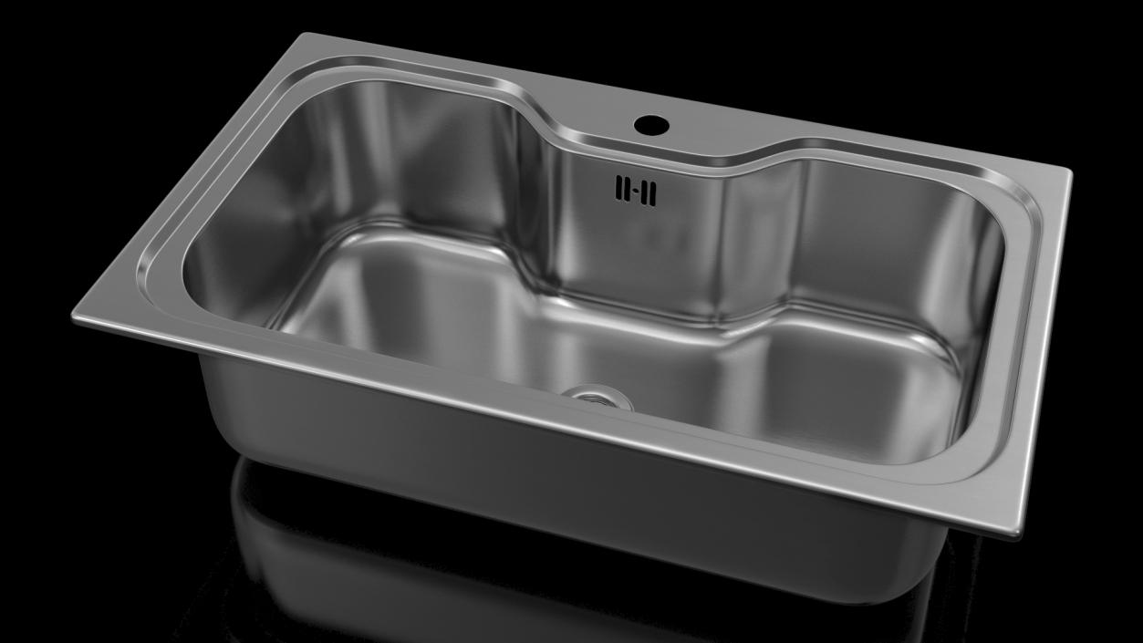 3D Wide Single Bowl Stainless Steel Inset Sink model