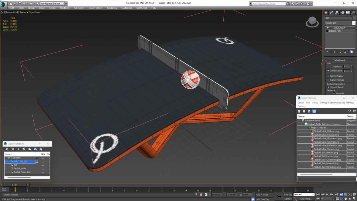 3D Teqball Table Ball model