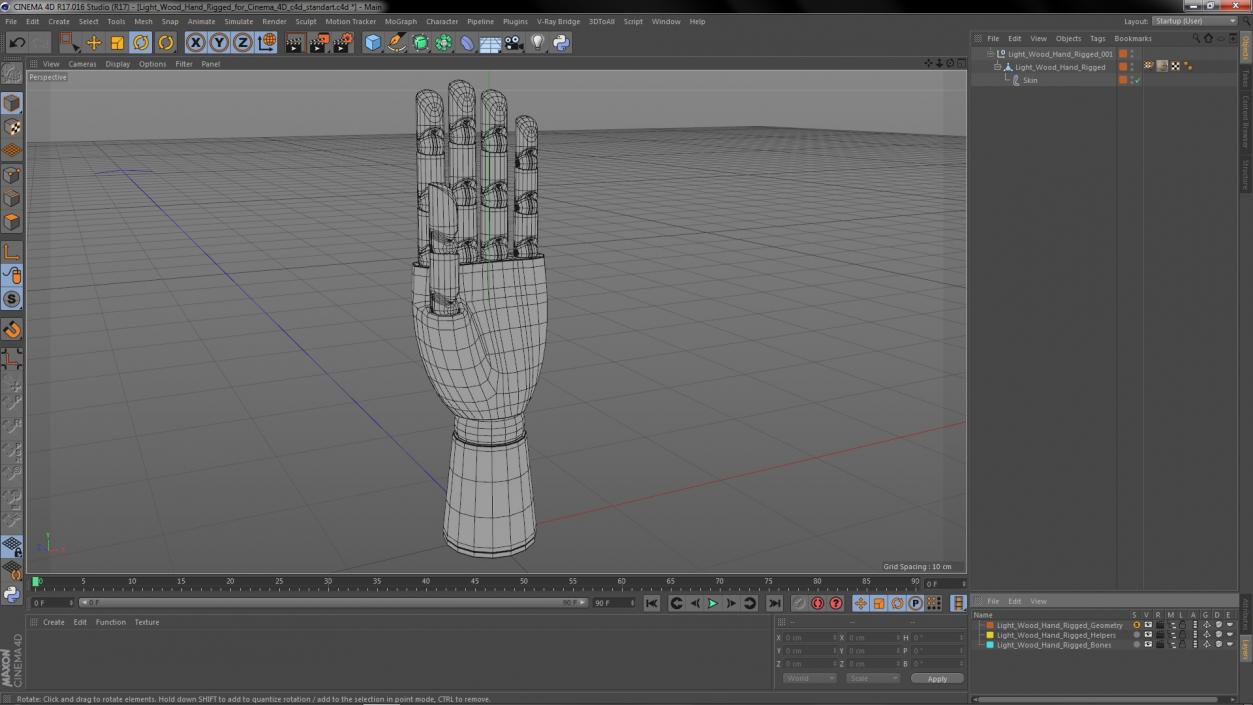 3D Light Wood Hand Rigged for Cinema 4D