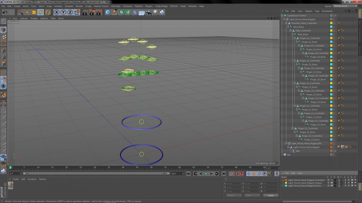 3D Light Wood Hand Rigged for Cinema 4D
