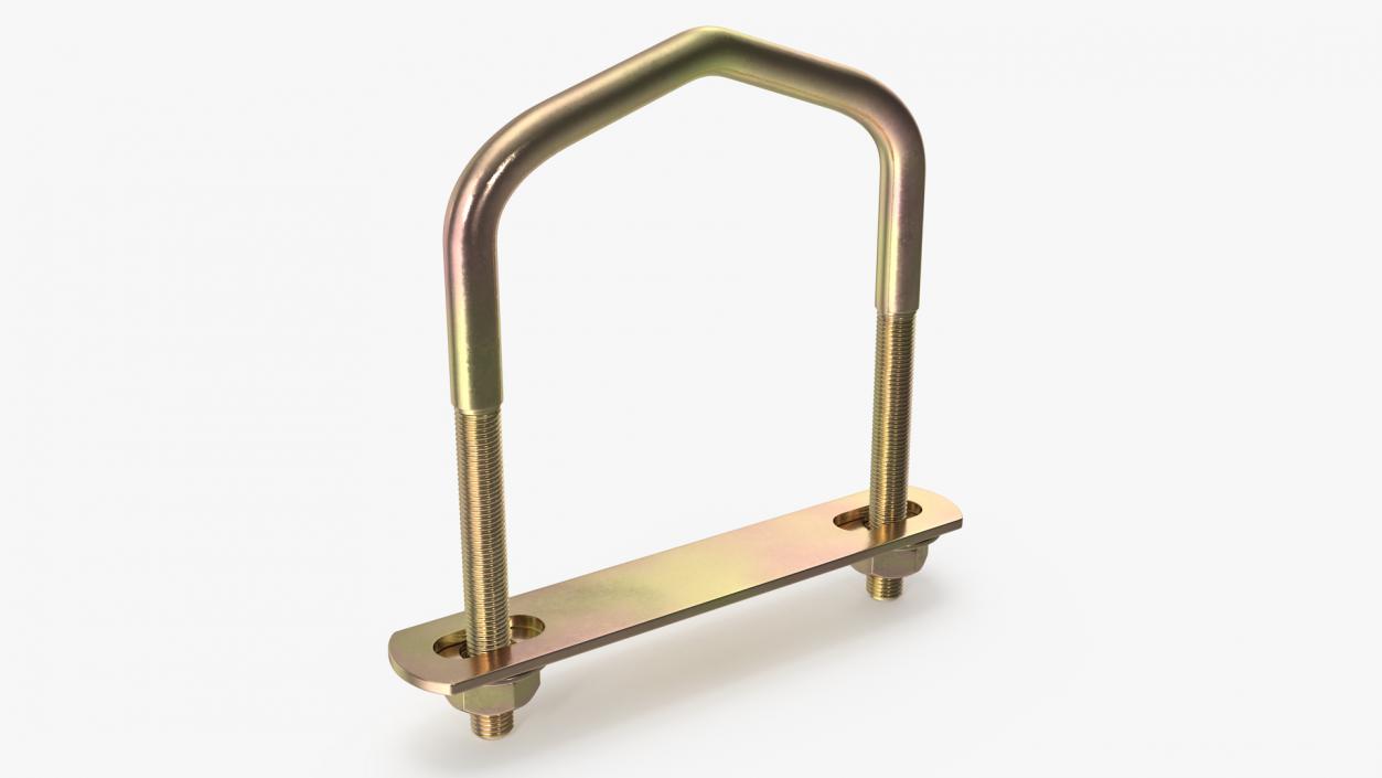 Triangular U-Bolts Bracket Brass 3D