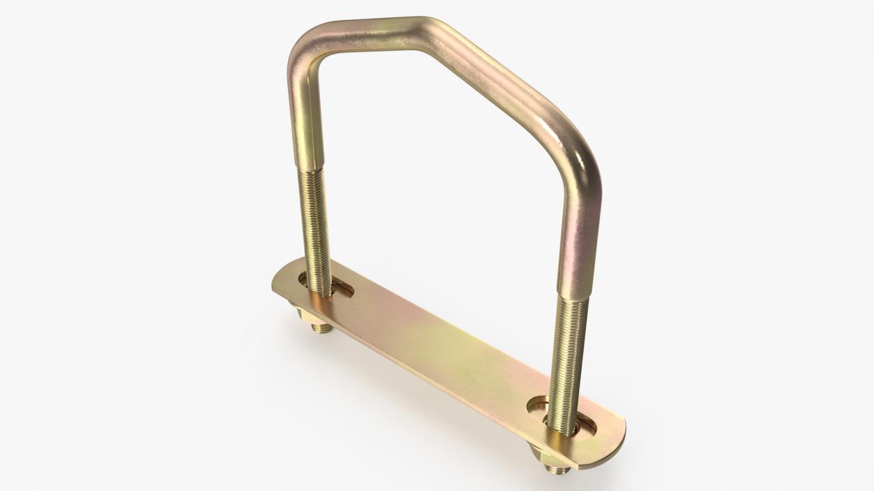 Triangular U-Bolts Bracket Brass 3D