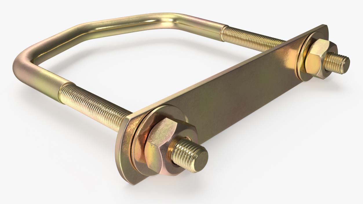 Triangular U-Bolts Bracket Brass 3D