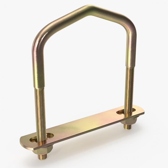 Triangular U-Bolts Bracket Brass 3D