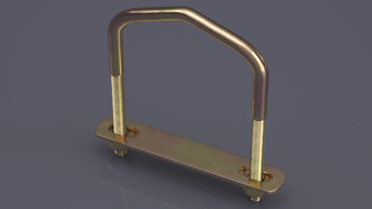 Triangular U-Bolts Bracket Brass 3D