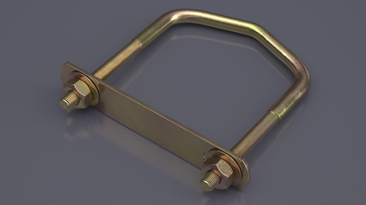 Triangular U-Bolts Bracket Brass 3D